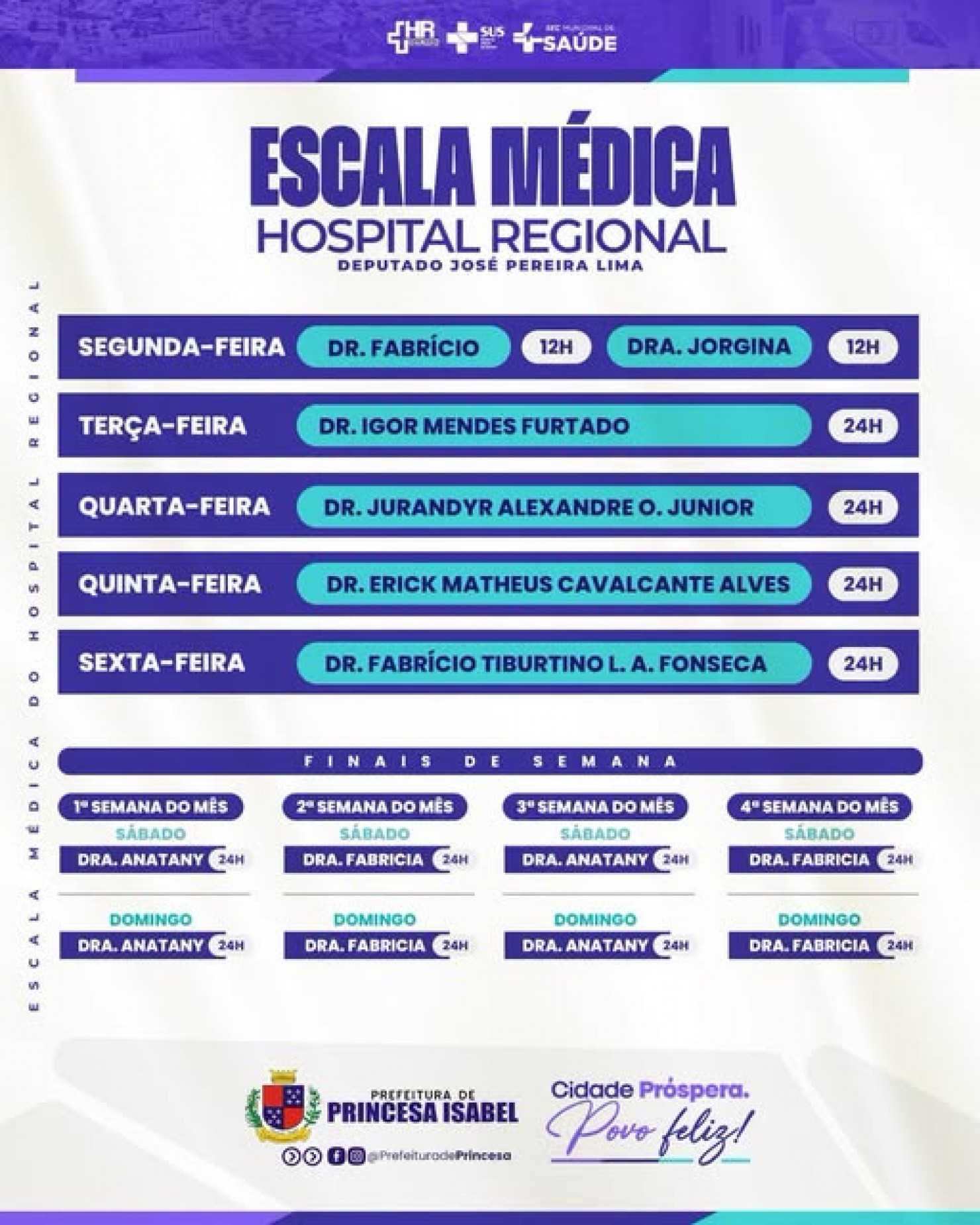 Escala do Hospital Regional Deputado José Pereira Lima.